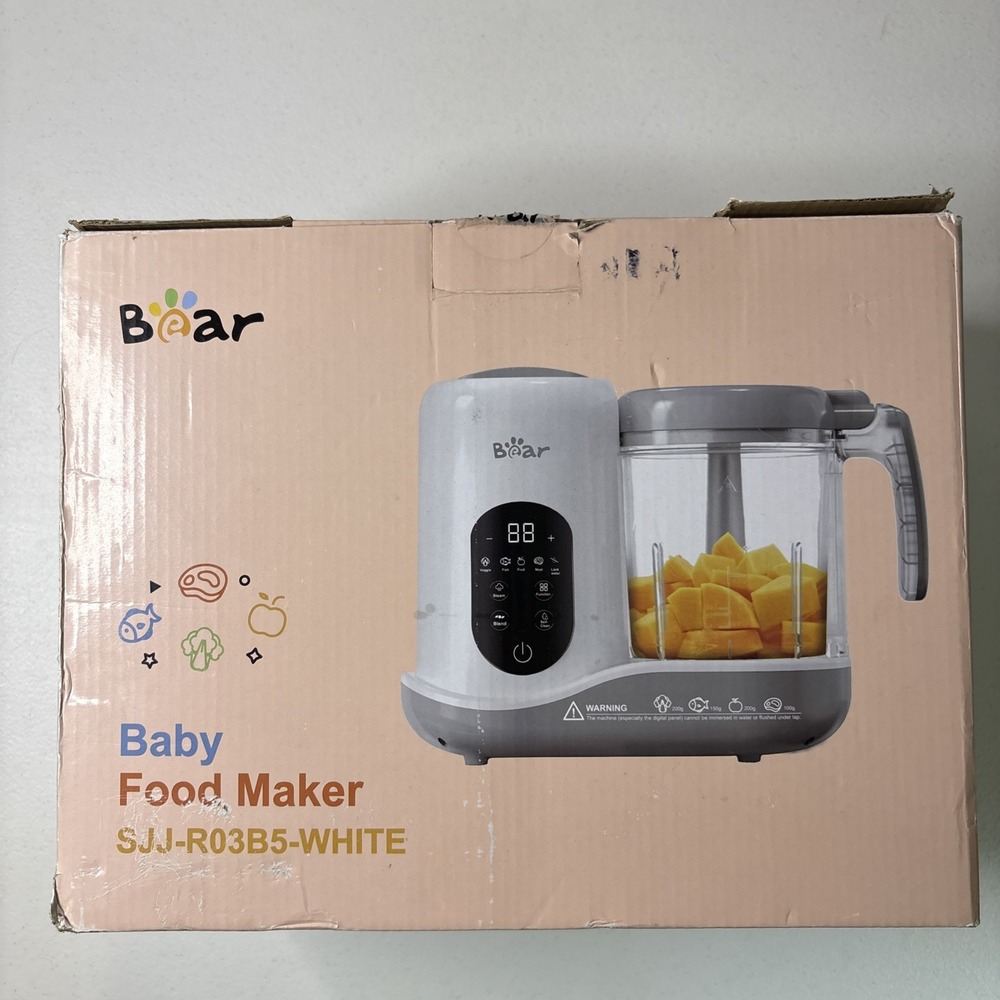 Bear Multi-Function Baby Food Maker Steamer Blender SJJ-R03B5-WHITE 400ml